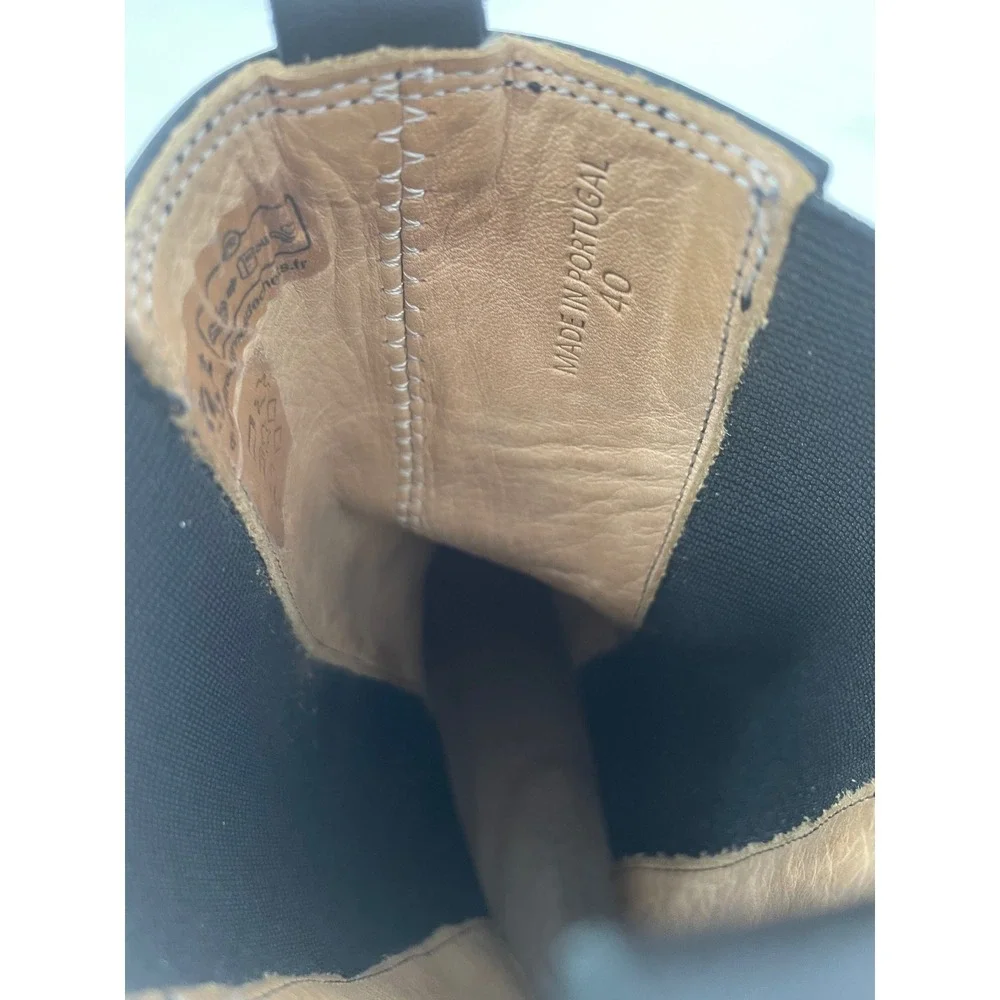 Isabel Marant Chelsea Boots 40 Black Good Platform Leather Sole Stud Detail